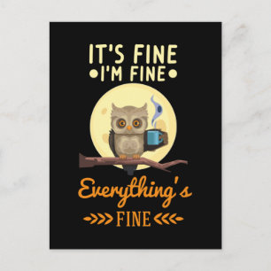 Cartão Postal Coruja Café Manhã Louca Pássaro