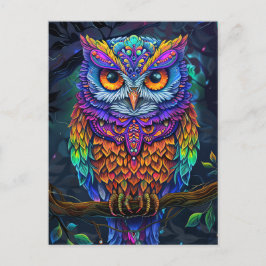 Cartão Postal Coruja Coroa Coroa Corada Corada Coroa Abstrato