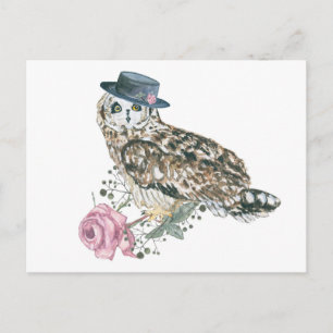 Cartão Postal Coruja de Aquarela