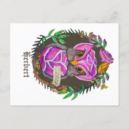 Cartão Postal Coruja de repolho fantasia - coruja fofa