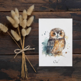 Cartão Postal Coruja em Aquarela Fofa, personalizada