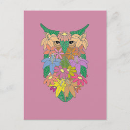 Cartão Postal Coruja Flor