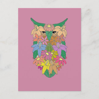 Cartão Postal Coruja Flor