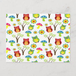 Cartão Postal Coruja Fora Na Árvore