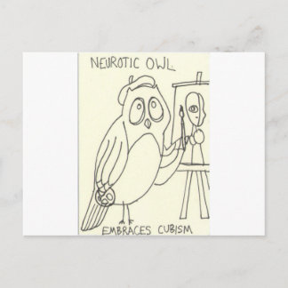 Cartão Postal Coruja Neurotica Abraça Cubismo