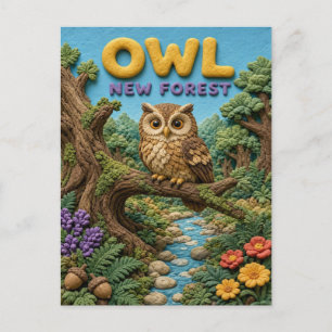 Cartão Postal Coruja New Forest Moderno KlayKoo