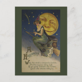 Cartão Postal Coruja rara de Halloween engraçada vintage