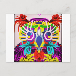 Cartão Postal Coruja Tribal Com Muitas Cores