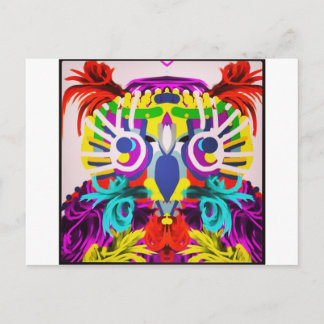 Cartão Postal Coruja Tribal Com Muitas Cores