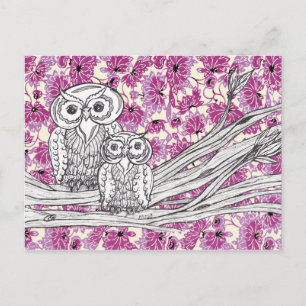 Cartão Postal Corujas de Papel Chinesas 7