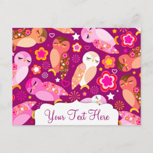 Cartão Postal Corujas de Paz e Amor