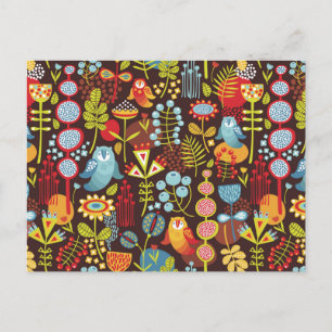 Cartão Postal Corujas na floresta