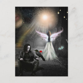 Cartão Postal Corvo de Amor sem Fim e Anjo