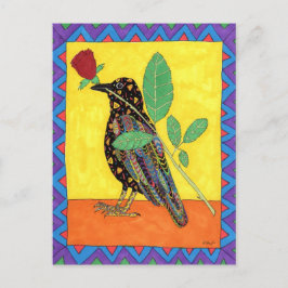 Cartão Postal Corvo de Oaxacan com Rosa vermelha