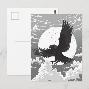 Cartão Postal Corvo E A Lua