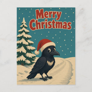 Cartão Postal Corvo Natal Animal Lane Congelada