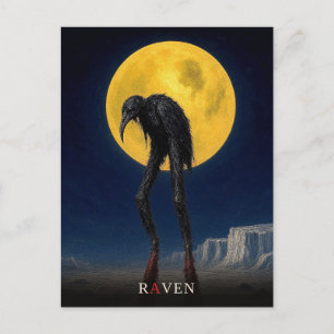 Cartão Postal Corvo Pernas Brilhantes gótico Surrealista