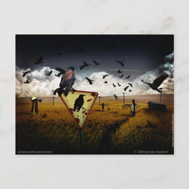 Cartão Postal corvos e espantardas (Frente)