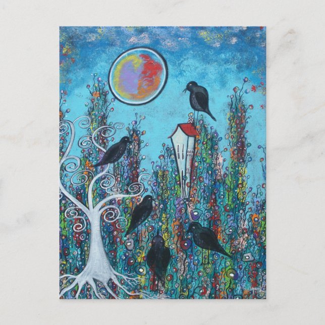 Cartão Postal Corvos Em Cartaz Esperando (Frente)