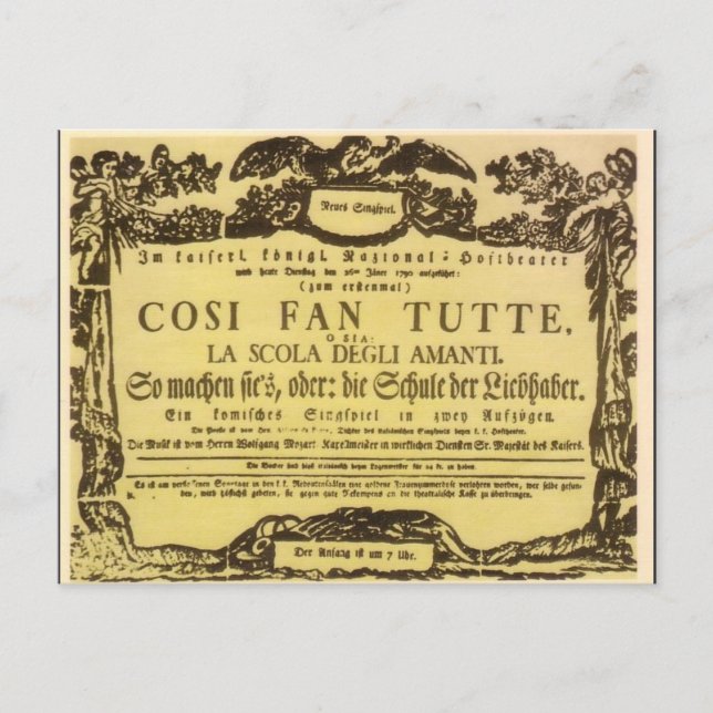 Cartão Postal Così Fan Tutte Playbill (Frente)