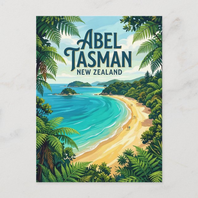 Cartão Postal Costa Abel Tasman Nova Zelândia (Frente)