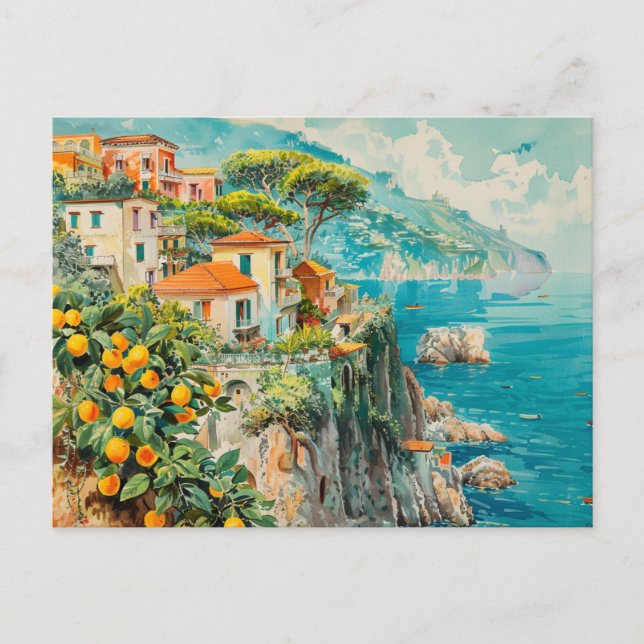 Cartão Postal Costa Amalfi, Itália - Viagem (Frente)