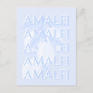 Cartão Postal Costa Amalfi, Itália, Viagem Art, Preppy, Blue