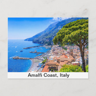 Cartão Postal Costa Amalfi, Itália. Vista da cidade de Amalfi.