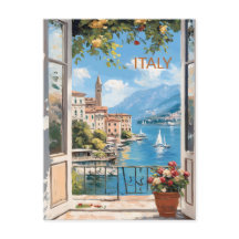 CARTÃO POSTAL Costa Amalfitana Itália Aquarela Cên