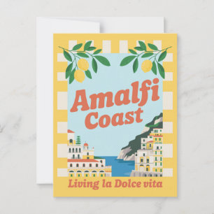 Cartão Postal Costa Amalfitana Itália Estilo de Vida Vintage la