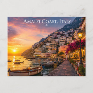 Cartão Postal Costa Amalfitana Itália Pôr do Sol Viagem