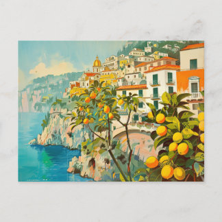 Cartão Postal Costa Amalfitana, Itália Viagem Retro