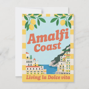 Cartão Postal Costa Amalfitana Itália Vida Retro la Dolce Vita