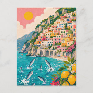 Cartão Postal Costa Amalfitana Limão Mediterrâneo Italiano Sardi