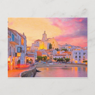 Cartão Postal costa brava espanha pastel