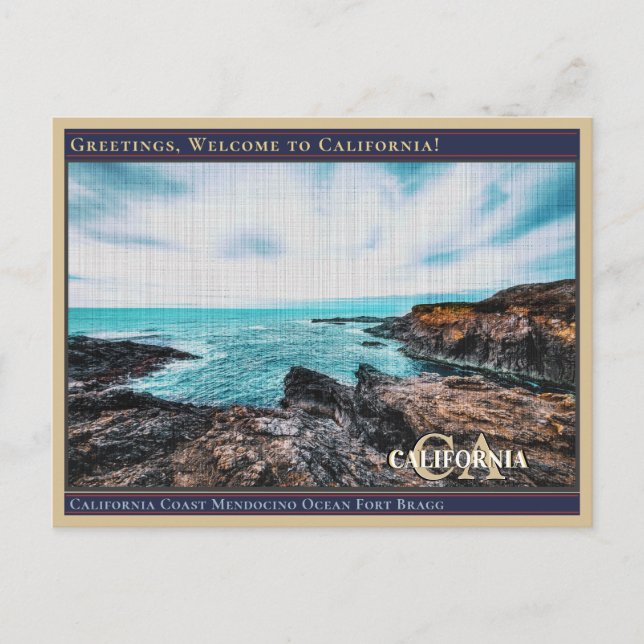 Cartão Postal Costa da Califórnia Mendocino Oceano Fort Bragg (Frente)