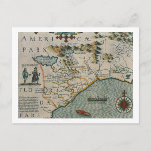Cartão Postal Costa da Carolina do Norte, detalhe do mapa entitu