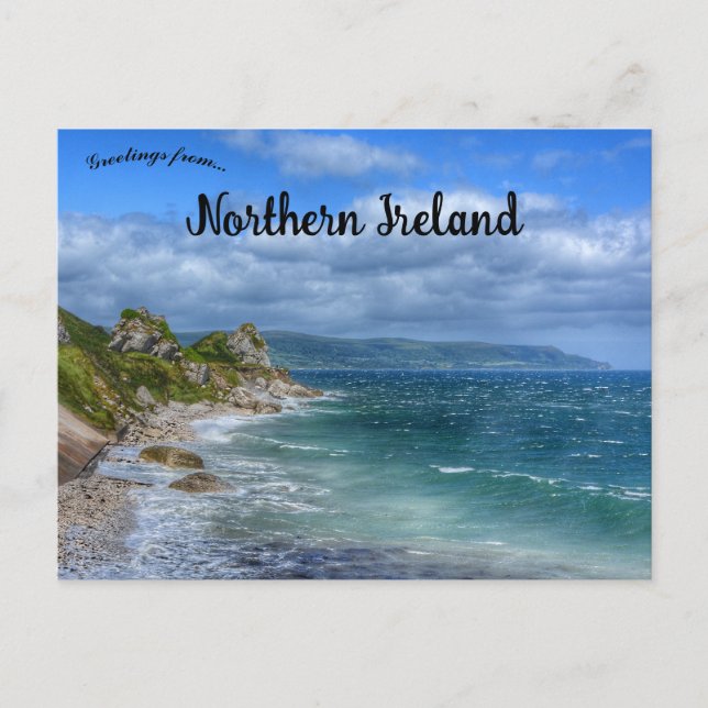Cartão Postal Costa de Antrim Perto de Glenarm Irlanda do Norte (Frente)