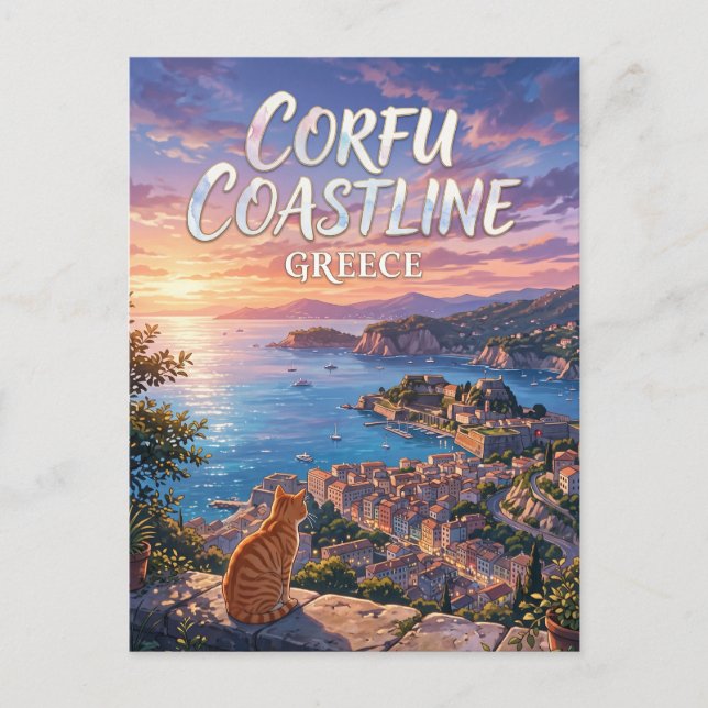 Cartão Postal Costa de Corfu Grécia (Frente)