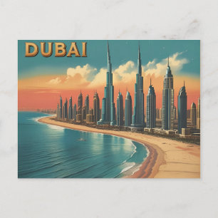 Cartão Postal Costa de Dubai Viagens Vintage