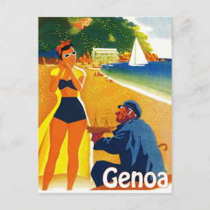 Cartão Postal Costa de Génova, Itália, velho capitão e jovem tur