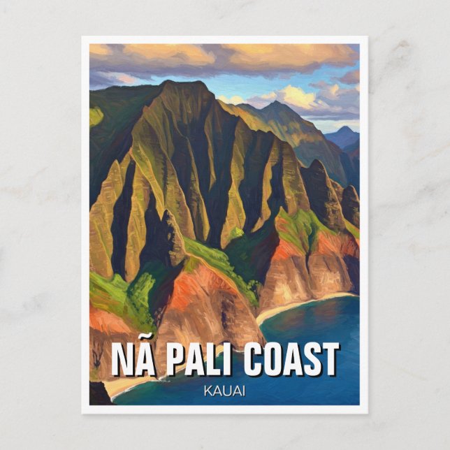 Cartão Postal Costa de Nā Pali Kauai Havaí Viagem (Frente)