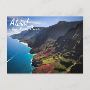 Cartão Postal Costa de Na Pali na Ilha de Kauai, Havaí