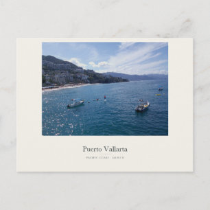 Cartão Postal Costa de Puerto Vallarta e Barcos de Pesca