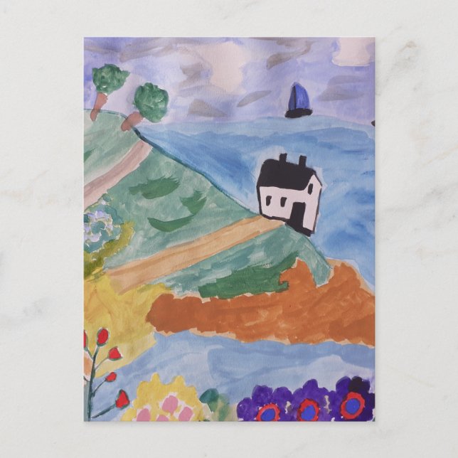 Cartão Postal Costa de Verão & Flor  (Frente)