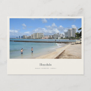 Cartão Postal Costa de Waikiki e Praia de Honolulu