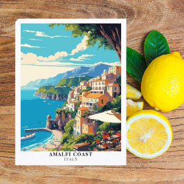 Cartão Postal Costa do Amalfi Itália Viagem Retro