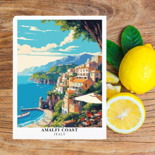 Cartão Postal Costa do Amalfi Itália Viagem Retro