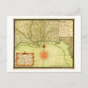 Cartão Postal Costa do Golfo dos Estados Unidos Mapa Panorâmico