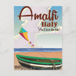 Cartão Postal Costa do mar Amalfi Itália Viagens vintage poster 